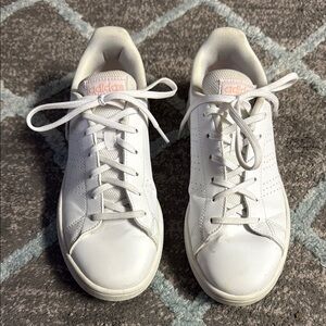 Adidas Advantage Sneaker, White/Orange, Size 6